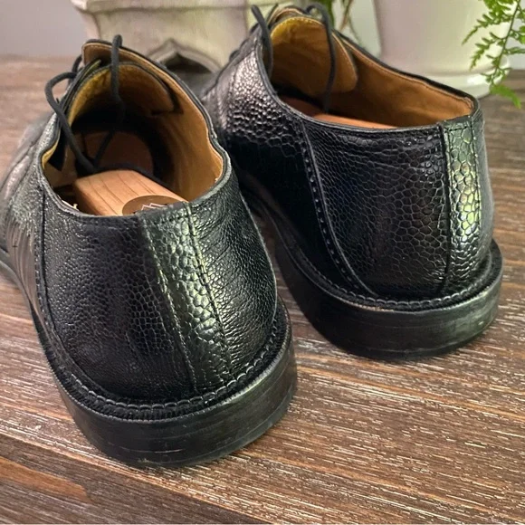 Vtg Exotic Teju Lizard Ostrich Skin David Eden Mens 11 Oxfords Dress Shoes Black - Picture 8 of 12